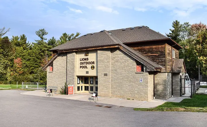 Building exterior at Lions Outdoor Pool